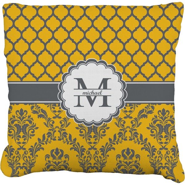 Custom Damask & Moroccan Faux-Linen Throw Pillow 20" (Personalized)