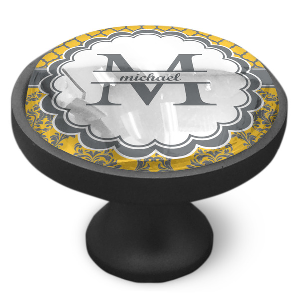 Damask & Moroccan Cabinet Knob - Black - Side