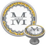 Damask & Moroccan Cabinet Knob (Silver) (Personalized)
