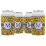 Damask & Moroccan Can Cooler (12 oz) - Set of 4 w/ Name and Initial
