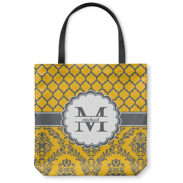 Custom Damask & Moroccan Canvas Tote Bag - Medium - 16"x16" (Personalized)