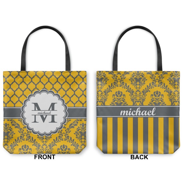Damask & Moroccan Canvas Tote - Front and Back