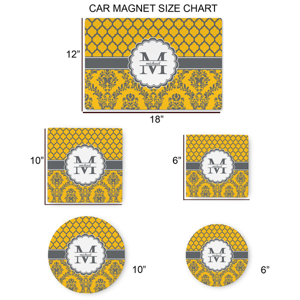 Damask & Moroccan Car Magnets - SIZE CHART