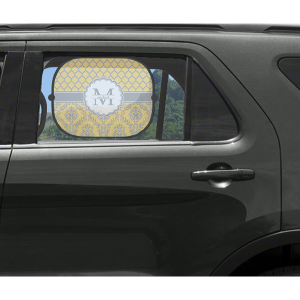 Damask & Moroccan Car Sun Shade Black - In Car Window