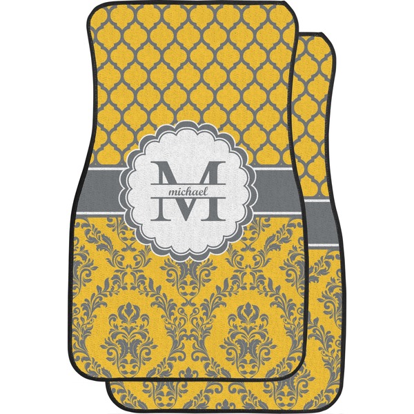 Custom Damask & Moroccan Car Floor Mats (Front Seat) (Personalized)