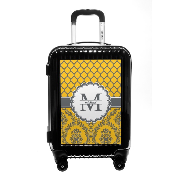 Custom Damask & Moroccan Carry On Hard Shell Suitcase (Personalized)