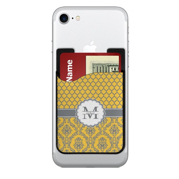 Custom Damask & Moroccan 2-in-1 Cell Phone Credit Card Holder & Screen Cleaner (Personalized)