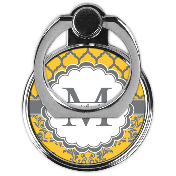 Damask & Moroccan Cell Phone Ring Stand & Holder - Front (Collapsed)