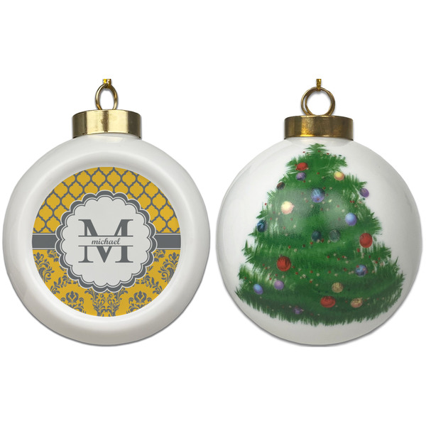Damask & Moroccan Ceramic Christmas Ornament - X-Mas Tree (APPROVAL)