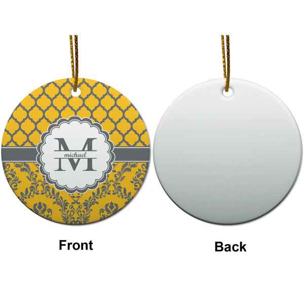 Damask & Moroccan Ceramic Flat Ornament - Circle Front & Back (APPROVAL)