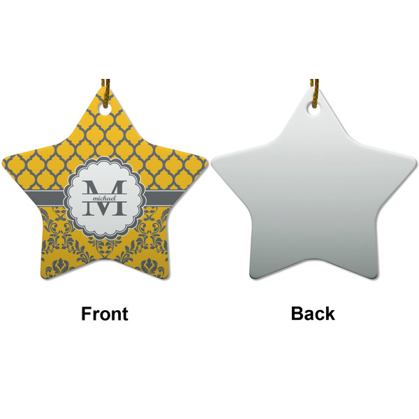 Damask & Moroccan Ceramic Flat Ornament - Star Front & Back (APPROVAL)