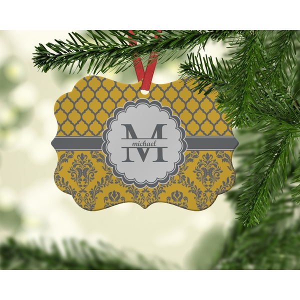Damask & Moroccan Christmas Ornament (On Tree)