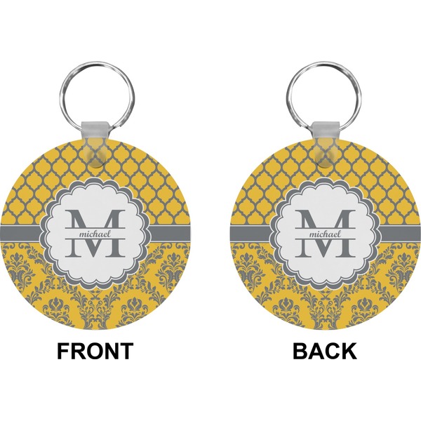 Damask & Moroccan Circle Keychain (Front + Back)
