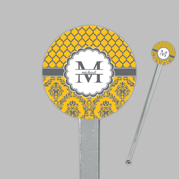 Damask & Moroccan Clear Plastic 7" Stir Stick - Round - Closeup