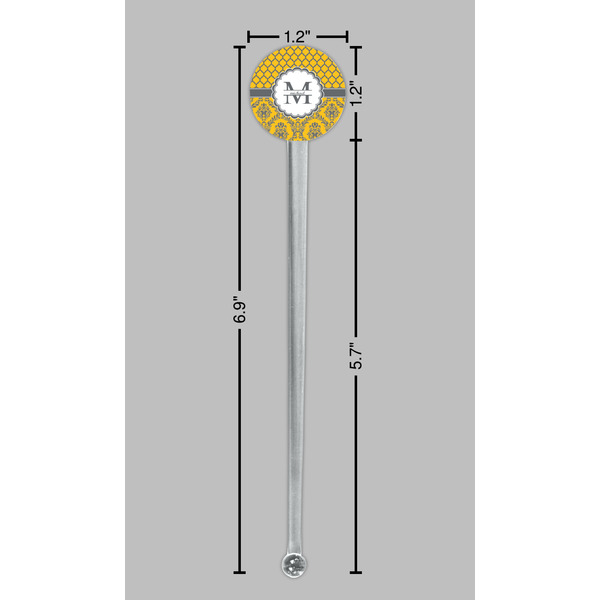 Damask & Moroccan Clear Plastic 7" Stir Stick - Round - Dimensions