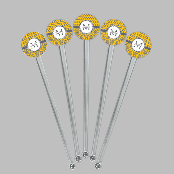 Damask & Moroccan Clear Plastic 7" Stir Stick - Round - Fan View