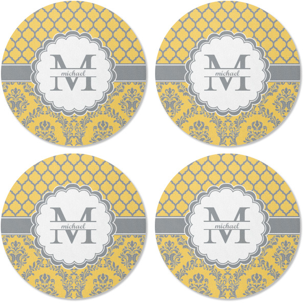 Damask & Moroccan Coaster Round Rubber Back - Apvl
