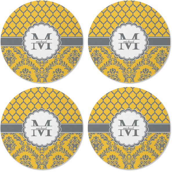 Damask & Moroccan Coaster Round Rubber Back - Apvl