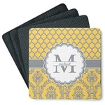 Damask & Moroccan Square Rubber Backed Coasters - Set of 4 (Personalized)