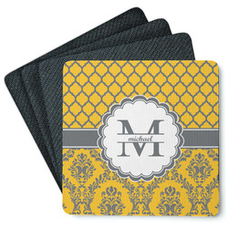 Damask & Moroccan Square Rubber Backed Coasters - Set of 4 (Personalized)
