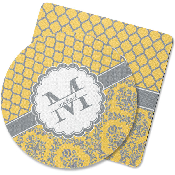 Custom Damask & Moroccan Rubber Backed Coaster (Personalized)