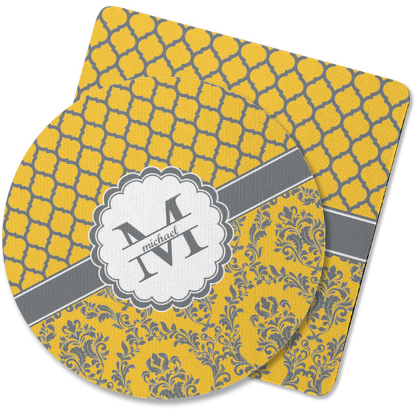 Custom Damask & Moroccan Rubber Backed Coaster (Personalized)