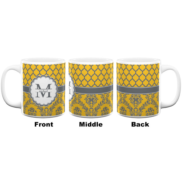 Damask & Moroccan Coffee Mug - 11 oz - White APPROVAL