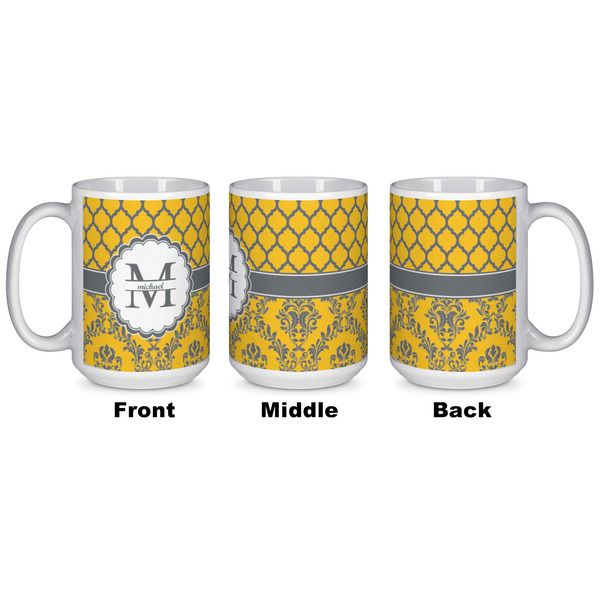 Damask & Moroccan Coffee Mug - 15 oz - White APPROVAL