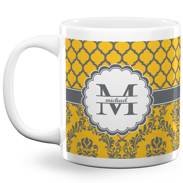 Custom Damask & Moroccan 20 Oz Coffee Mug - White (Personalized)
