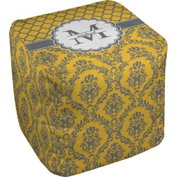 Damask & Moroccan Cube Pouf Ottoman - 13" (Personalized)
