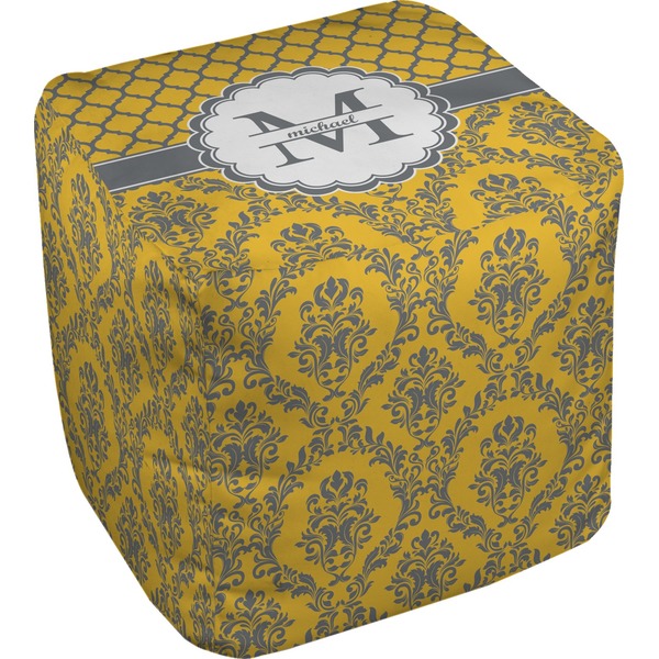 Custom Damask & Moroccan Cube Pouf Ottoman - 13" (Personalized)