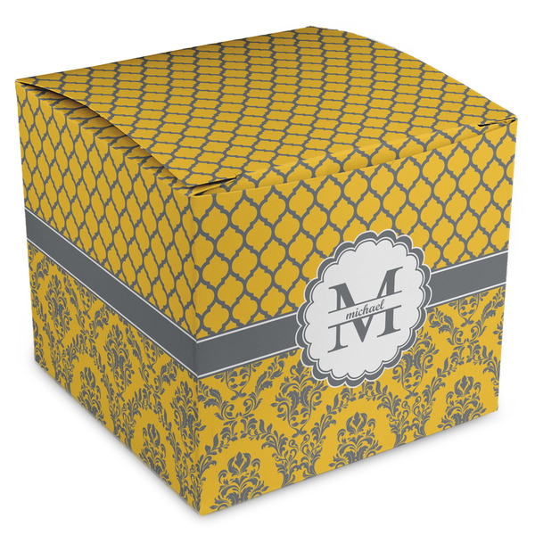 Custom Damask & Moroccan Cube Favor Gift Boxes (Personalized)