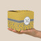 Damask & Moroccan Cube Favor Gift Box - On Hand - Scale View