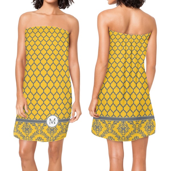 Damask & Moroccan Custom Bath Wrap - Front & Back View