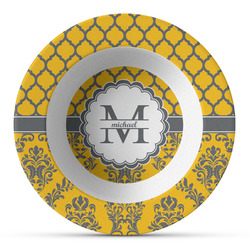 Damask & Moroccan Plastic Bowl - Microwave Safe - Composite Polymer (Personalized)