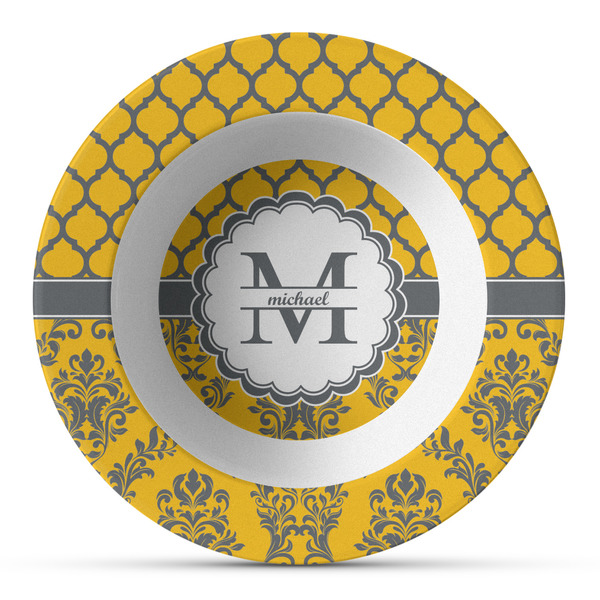 Custom Damask & Moroccan Plastic Bowl - Microwave Safe - Composite Polymer (Personalized)