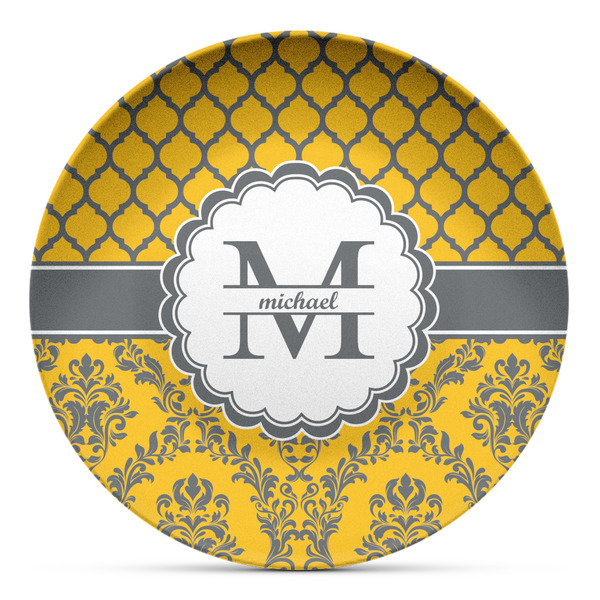 Custom Damask & Moroccan Microwave Safe Plastic Plate - Composite Polymer (Personalized)