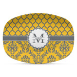 Damask & Moroccan Plastic Platter - Microwave & Oven Safe Composite Polymer (Personalized)