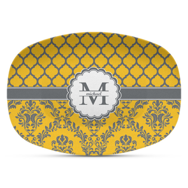 Custom Damask & Moroccan Plastic Platter - Microwave & Oven Safe Composite Polymer (Personalized)
