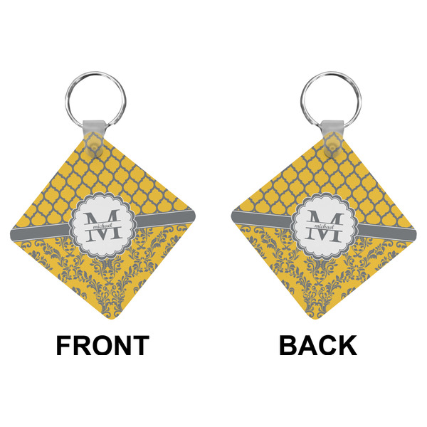 Damask & Moroccan Diamond Keychain (Front + Back)