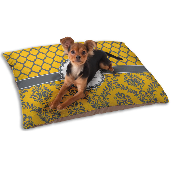 Custom Damask & Moroccan Dog Bed - Small w/ Name and Initial