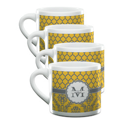 Damask & Moroccan Double Shot Espresso Cups - Set of 4 (Personalized)