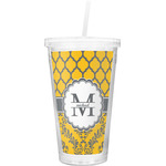 Damask & Moroccan Double Wall Tumbler with Straw (Personalized)