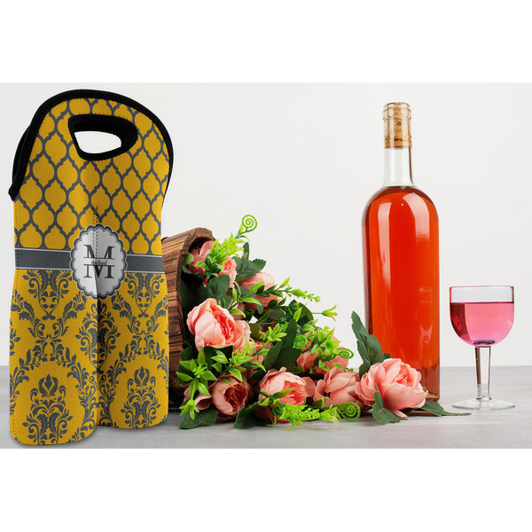 Damask & Moroccan Double Wine Tote - LIFESTYLE (new)