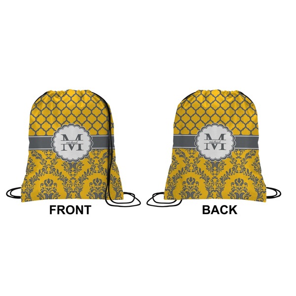 Damask & Moroccan Drawstring Backpack Front & Back Small