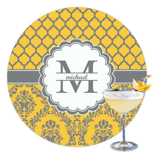 Custom Damask & Moroccan Printed Drink Topper - 3.5" (Personalized)