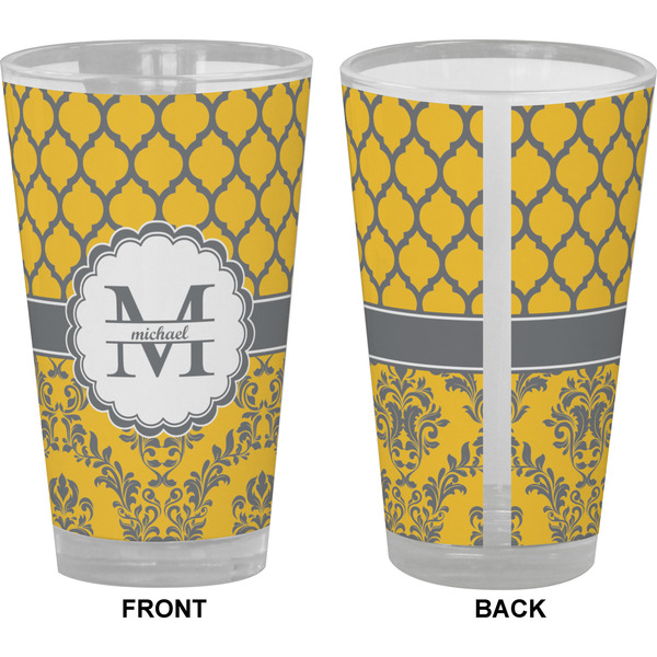 Damask & Moroccan Pint Glass - Full Color - Front & Back Views