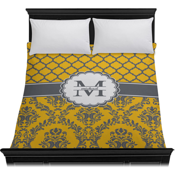 Damask & Moroccan Duvet Cover - Queen - On Bed - No Prop