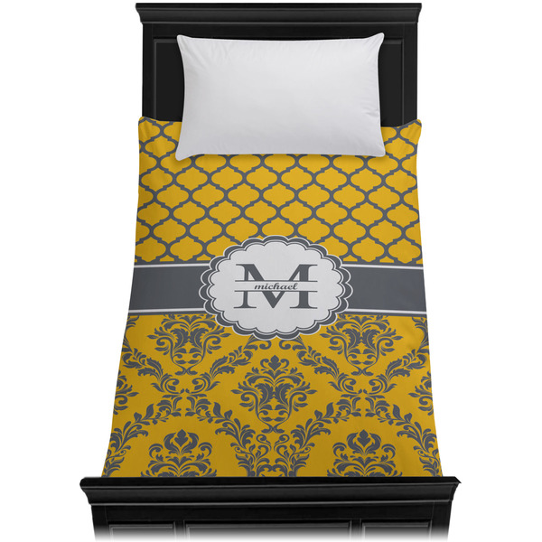 Damask & Moroccan Duvet Cover - Twin - On Bed - No Prop