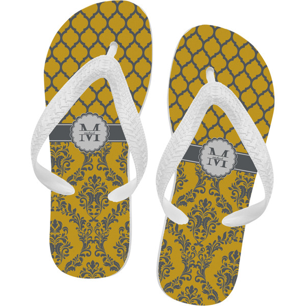 Custom Damask & Moroccan Flip Flops - Small (Personalized)